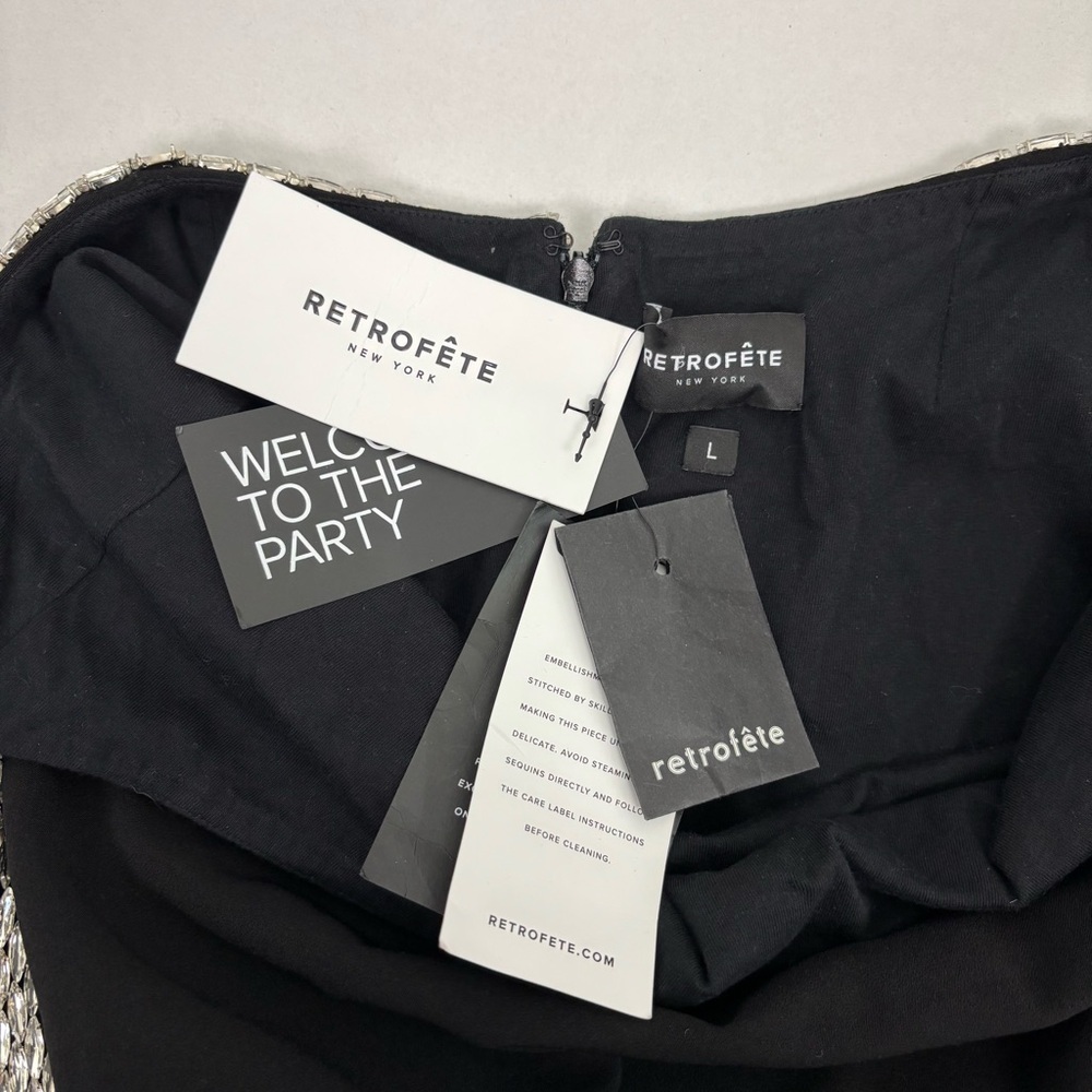 RETROFETE Fernanda Dress in Black & Silver Size L - Picture 10 of 15